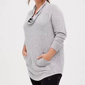 Torrid Cowl Neck Tunic- Super Soft Plush Grey Size 3X